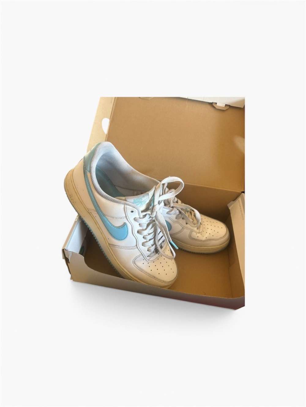 Nike Air Force 1 '07 White Aquarius Blue, Light Blue Base, Men’s 9.5 with OG Box